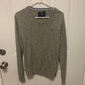 American Eagle Gray Cotton Sz M VNeck Sweater